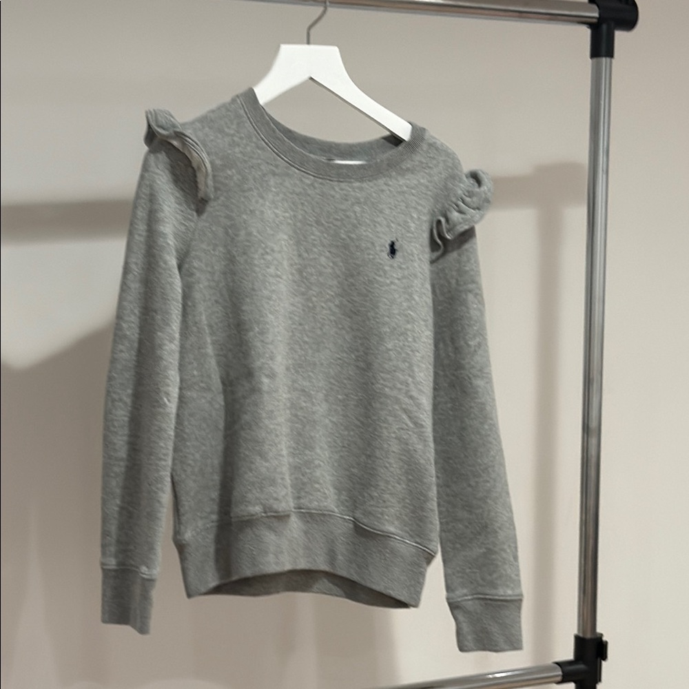 Polo Ralph Lauren Gray Ruffle Shoulder Sweatshirt Worn Once